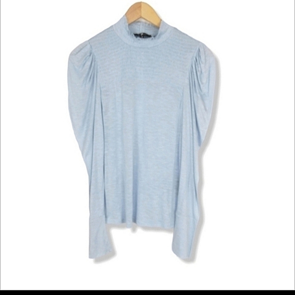 7 for all mankind  Long Sleeve Baby Blue Long Sleeve Top Size XL - Picture 2 of 7